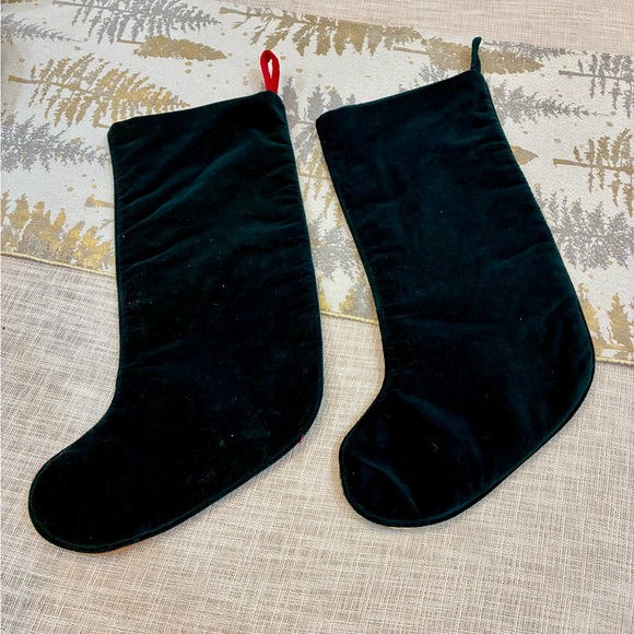 Needlepoint Christmas Stockings set of 2 Festive Holiday Vintage handcrafted - Picture 2 of 10